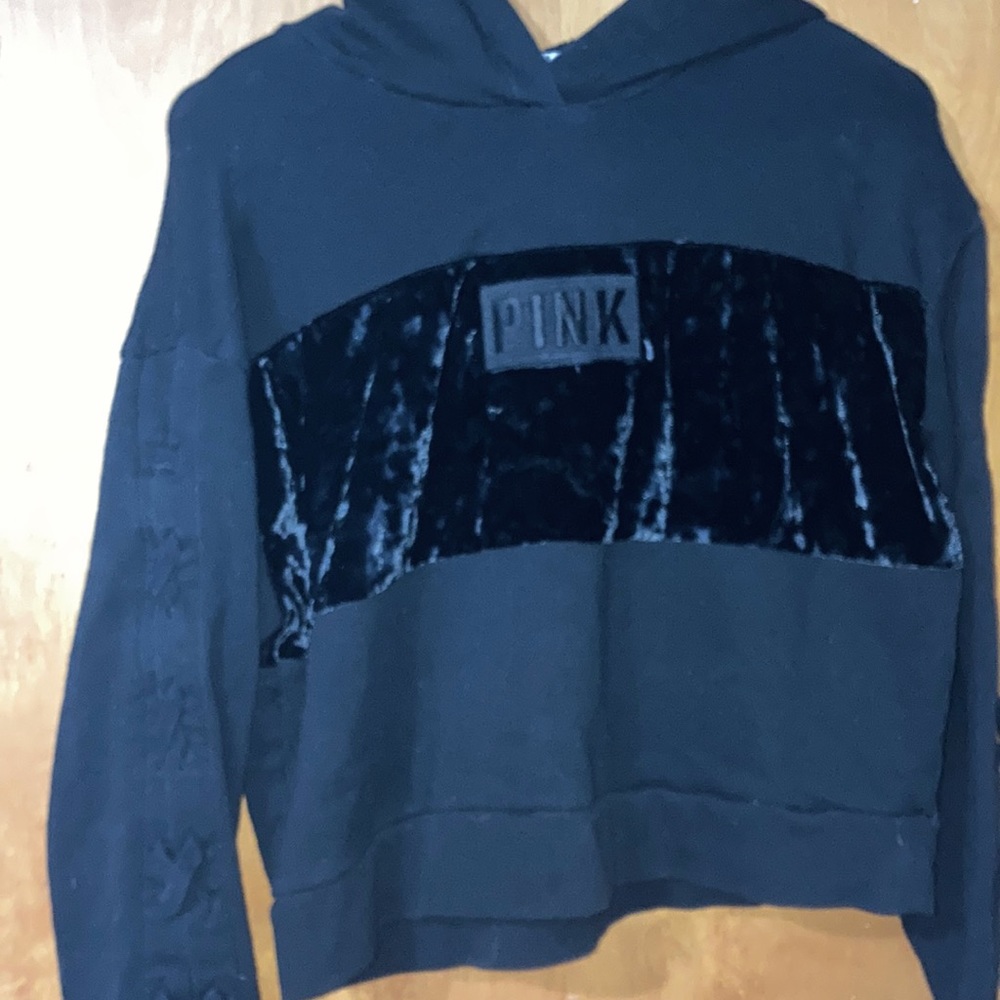Small Black ‘Pink’ crop hoodie